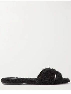 Saint Laurent Tribute Sandals in Black Sherpa